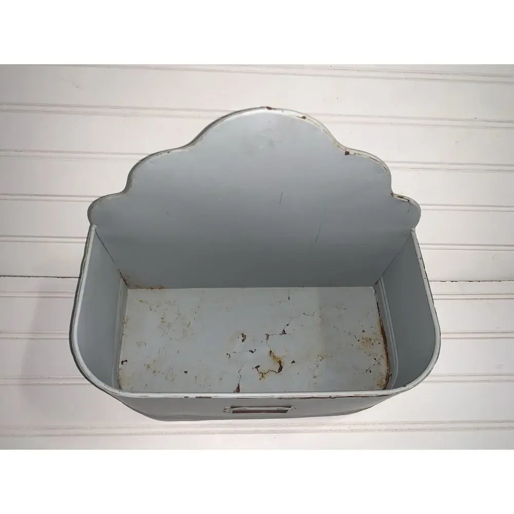 Metal Mail WALL POCKET Letter‎ Holder Organizer Farm House Grey Rusty